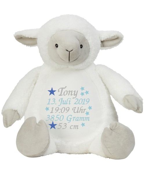 Schaf bestickt mit Sterne und Name
